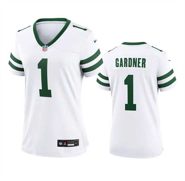 Women%27s New York Jets #1 Sauce Gardner White 2024 Stitched Jersey Dzhi->women nfl jersey->Women Jersey